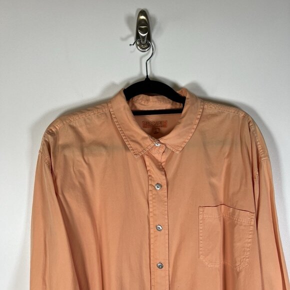 Escape by Habitat Shirt XL Women Button Up Long Sleeve Orange Lightweight Cotton - Picture 2 of 11